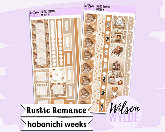 Rustic Romance weekly sticker kit, HOBONICHI WEEKS format, a la carte and bundle options. WW1014