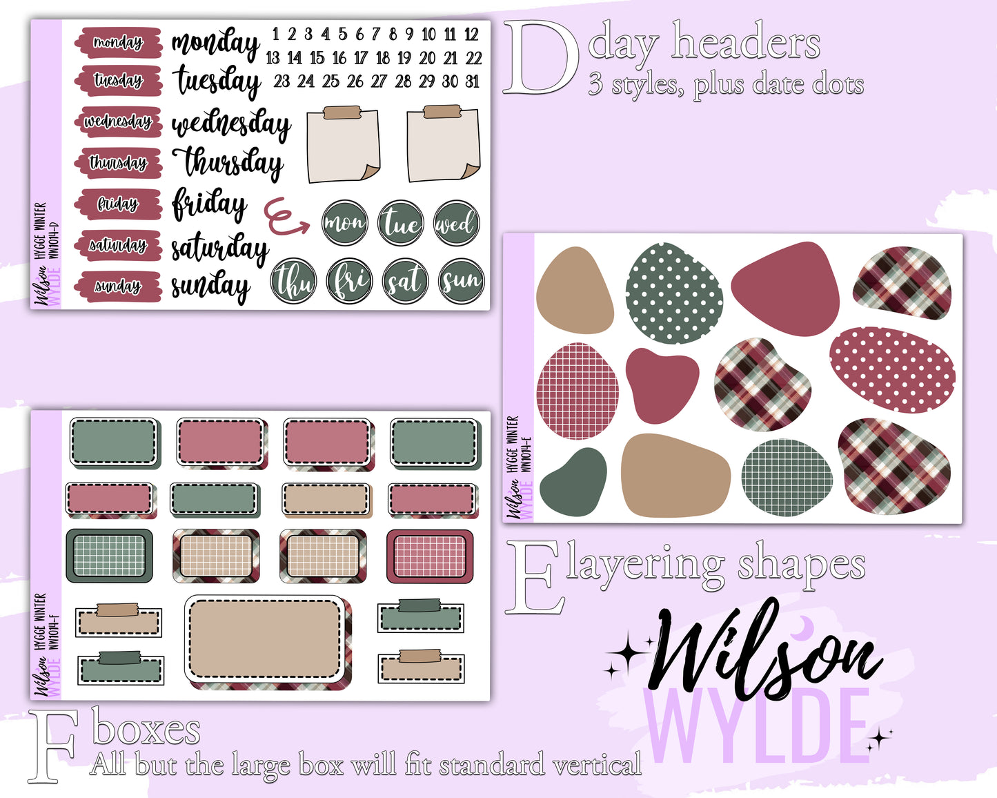 Hygge Winter journaling sticker kit, a la carte and bundle options. WW1014