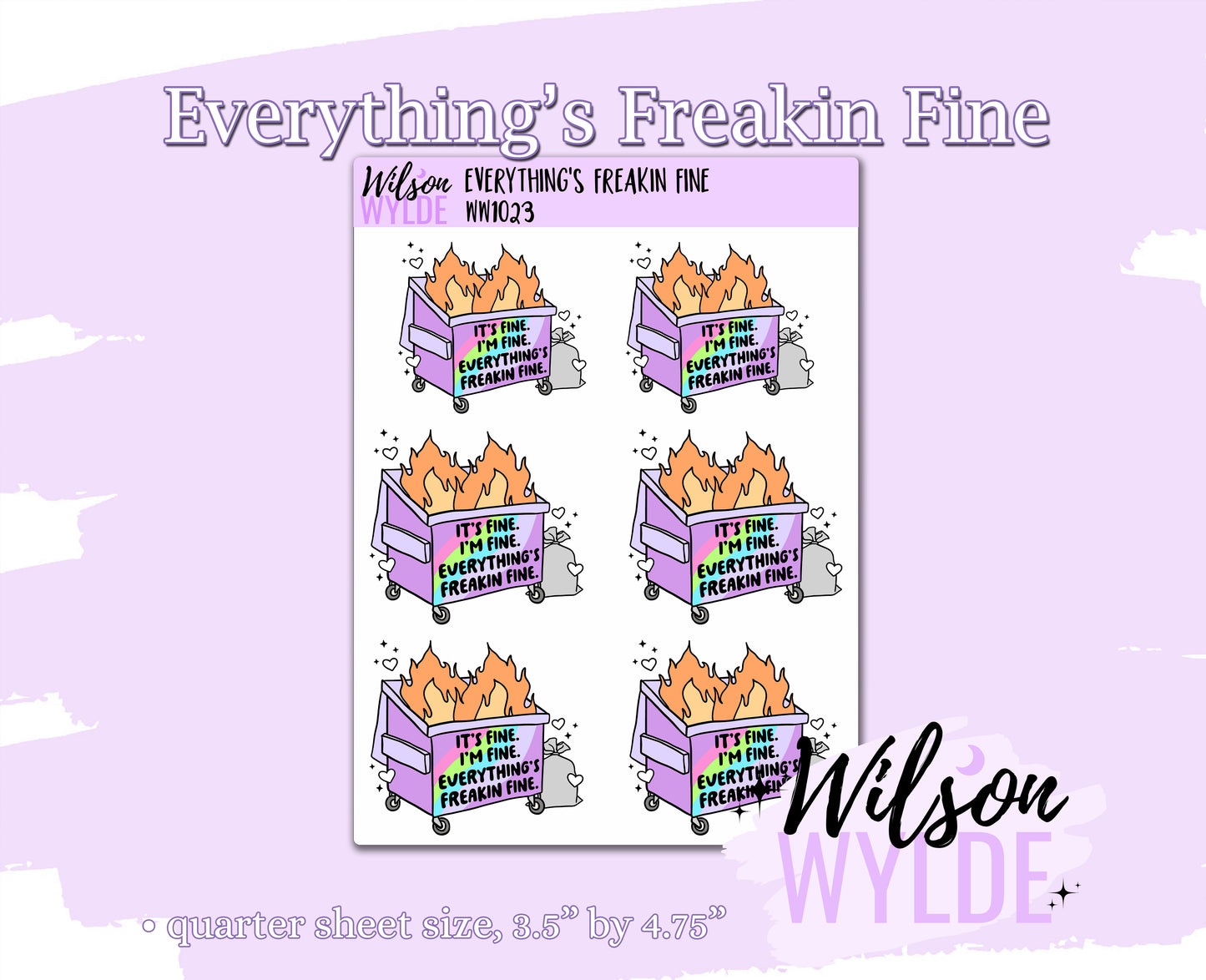 Everything's Freakin Fine, deco planner stickers, WW1023