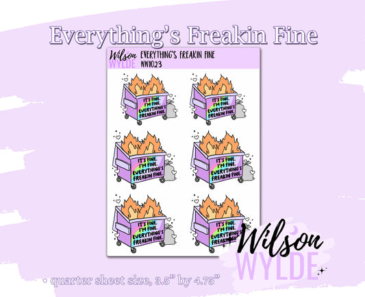 Everything's Freakin Fine, deco planner stickers, WW1023