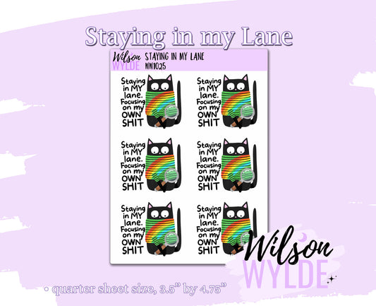 Staying in my Lane, focusing on my own shit, deco planner stickers, WW1025