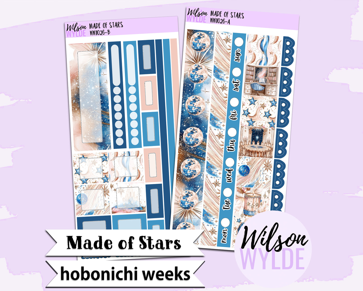 Made of Stars weekly sticker kit, HOBONICHI WEEKS format, a la carte and bundle options. WW1026
