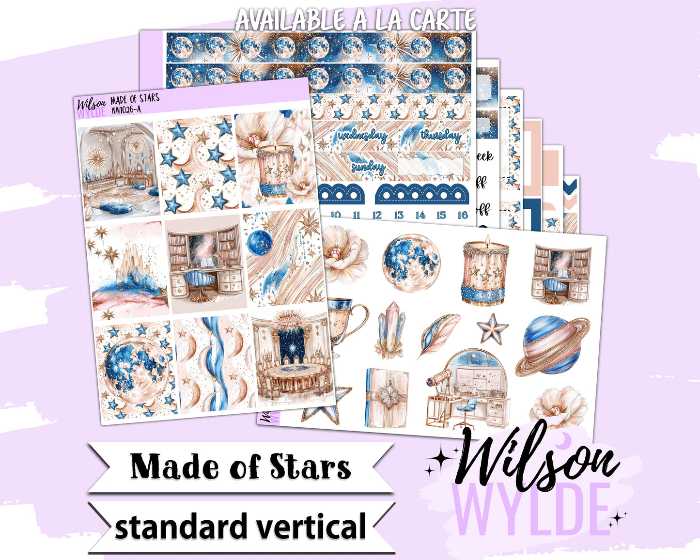 Made of Stars weekly sticker kit, STANDARD VERTICAL format, a la carte and bundle options. WW1026