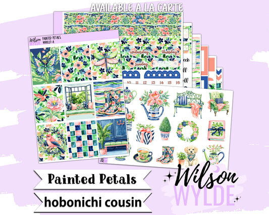 Painted Petals weekly sticker kit, HOBONICHI COUSIN format, a la carte and bundle options. WW1027
