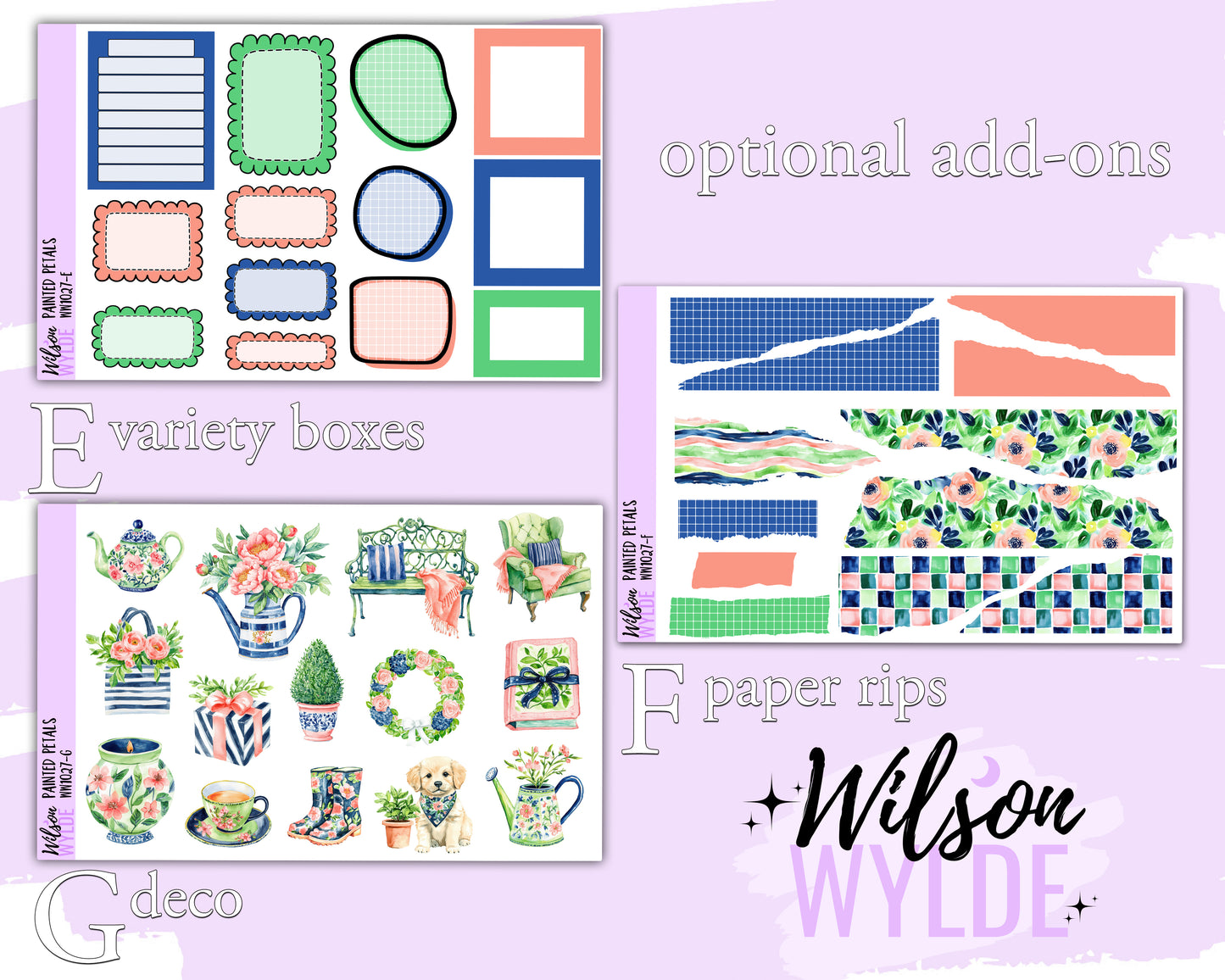 Painted Petals weekly sticker kit, STANDARD VERTICAL format, a la carte and bundle options. WW1027