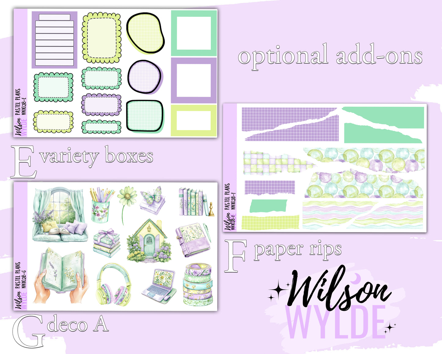 Pastel Plans weekly sticker kit, STANDARD VERTICAL format, a la carte and bundle options. WW1028