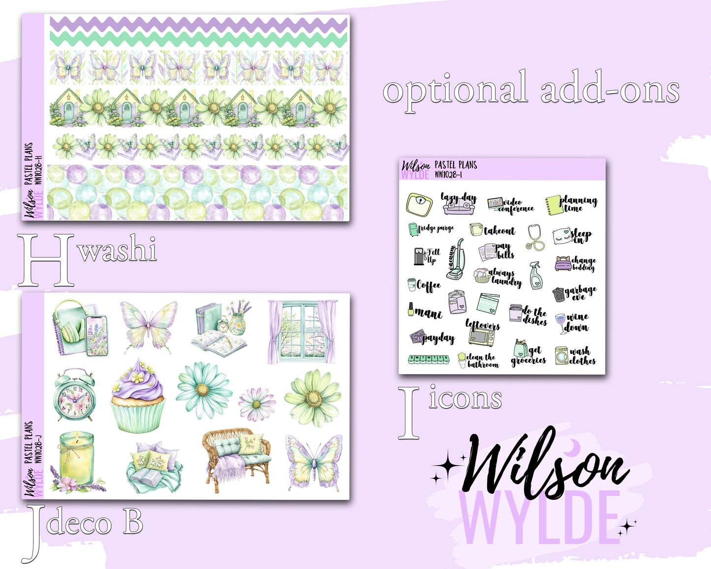 Pastel Plans weekly sticker kit, STANDARD VERTICAL format, a la carte and bundle options. WW1028