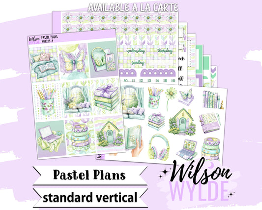 Pastel Plans weekly sticker kit, STANDARD VERTICAL format, a la carte and bundle options. WW1028
