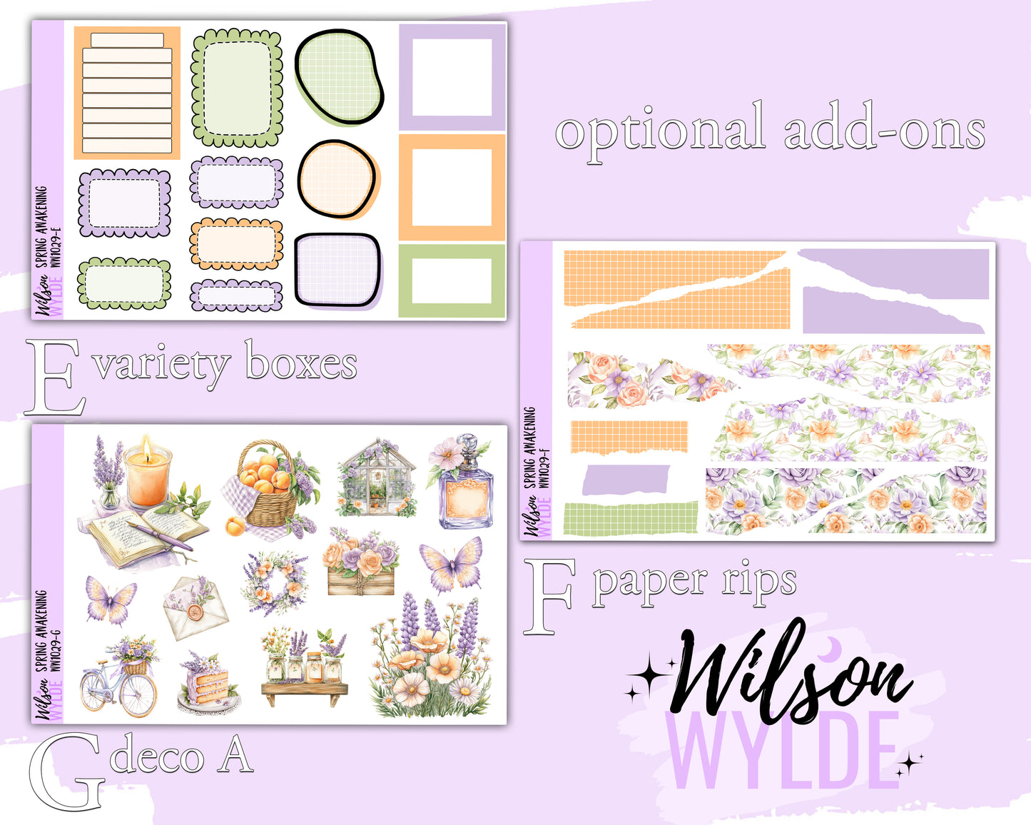 Spring Awakening weekly sticker kit, STANDARD VERTICAL format, a la carte and bundle options. WW1029