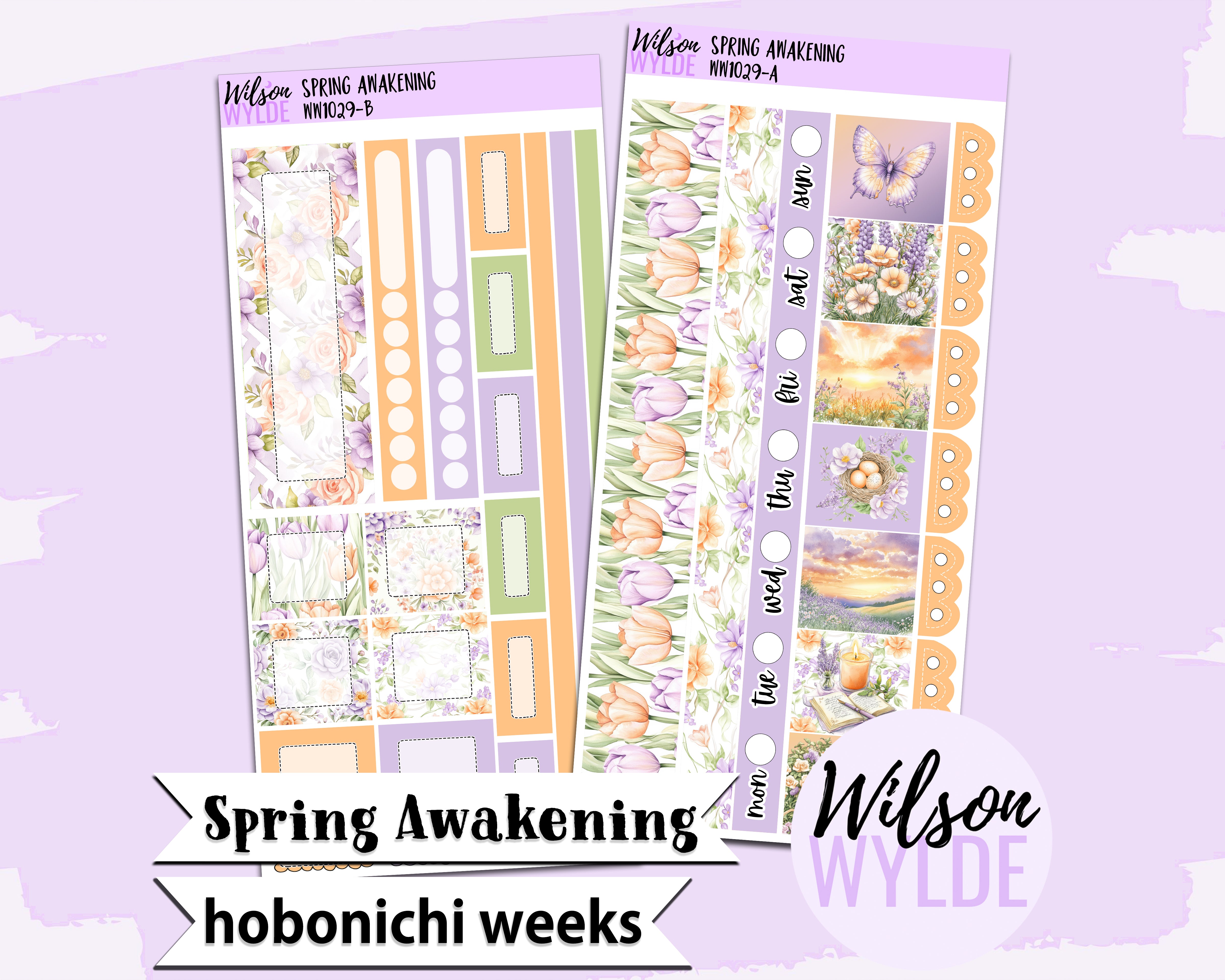 Spring Awakening weekly sticker kit, HOBONICHI WEEKS format, a la cart ...