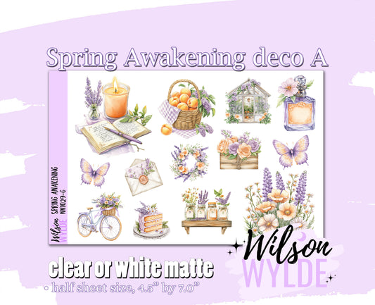 Spring Awakening deco A planner stickers, Matte or frosted clear. WW1029