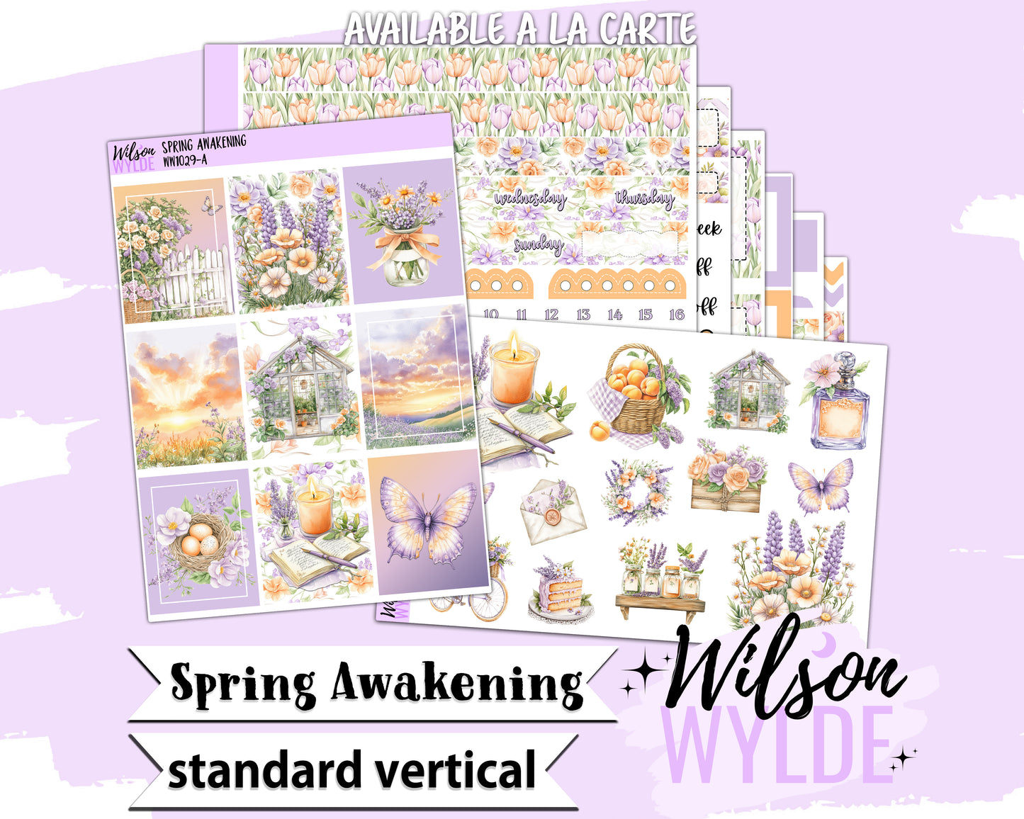 Spring Awakening weekly sticker kit, STANDARD VERTICAL format, a la carte and bundle options. WW1029