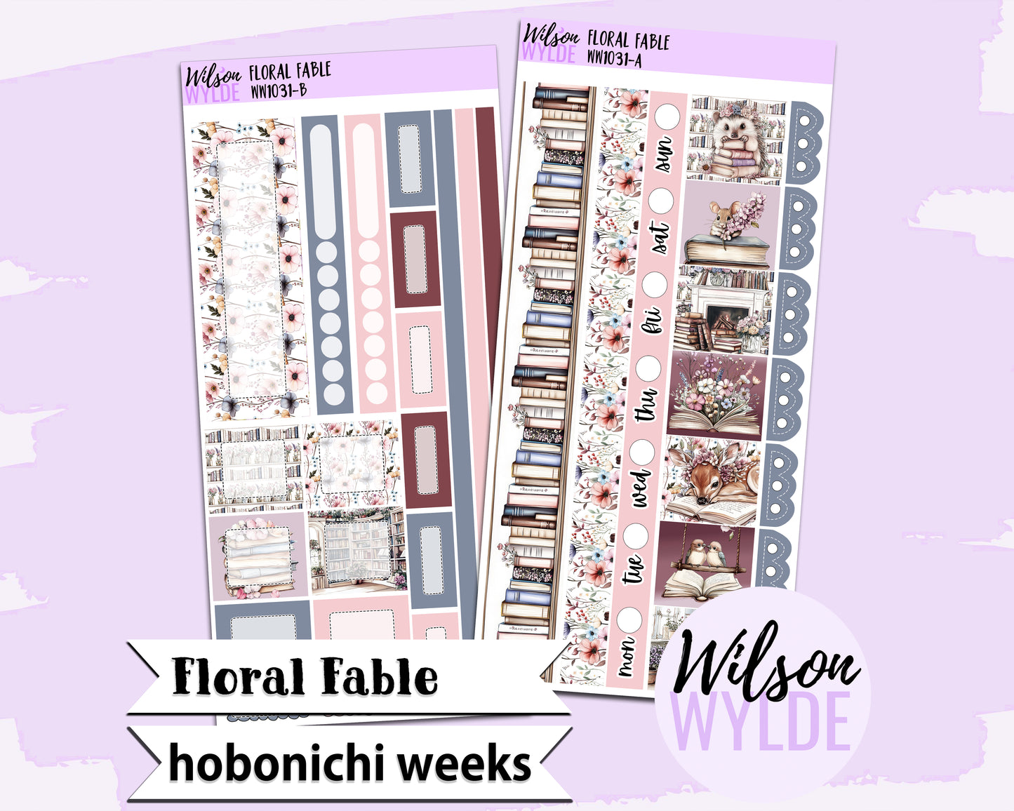 Floral Fable weekly sticker kit, HOBONICHI WEEKS format, a la carte and bundle options. WW1031