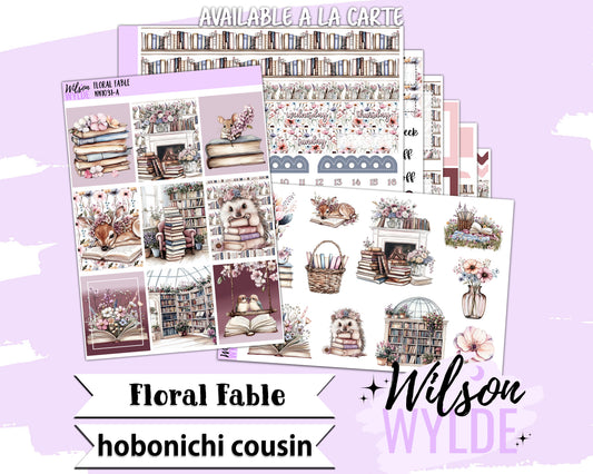Floral Fable weekly sticker kit, HOBONICHI COUSIN format, a la carte and bundle options. WW1031