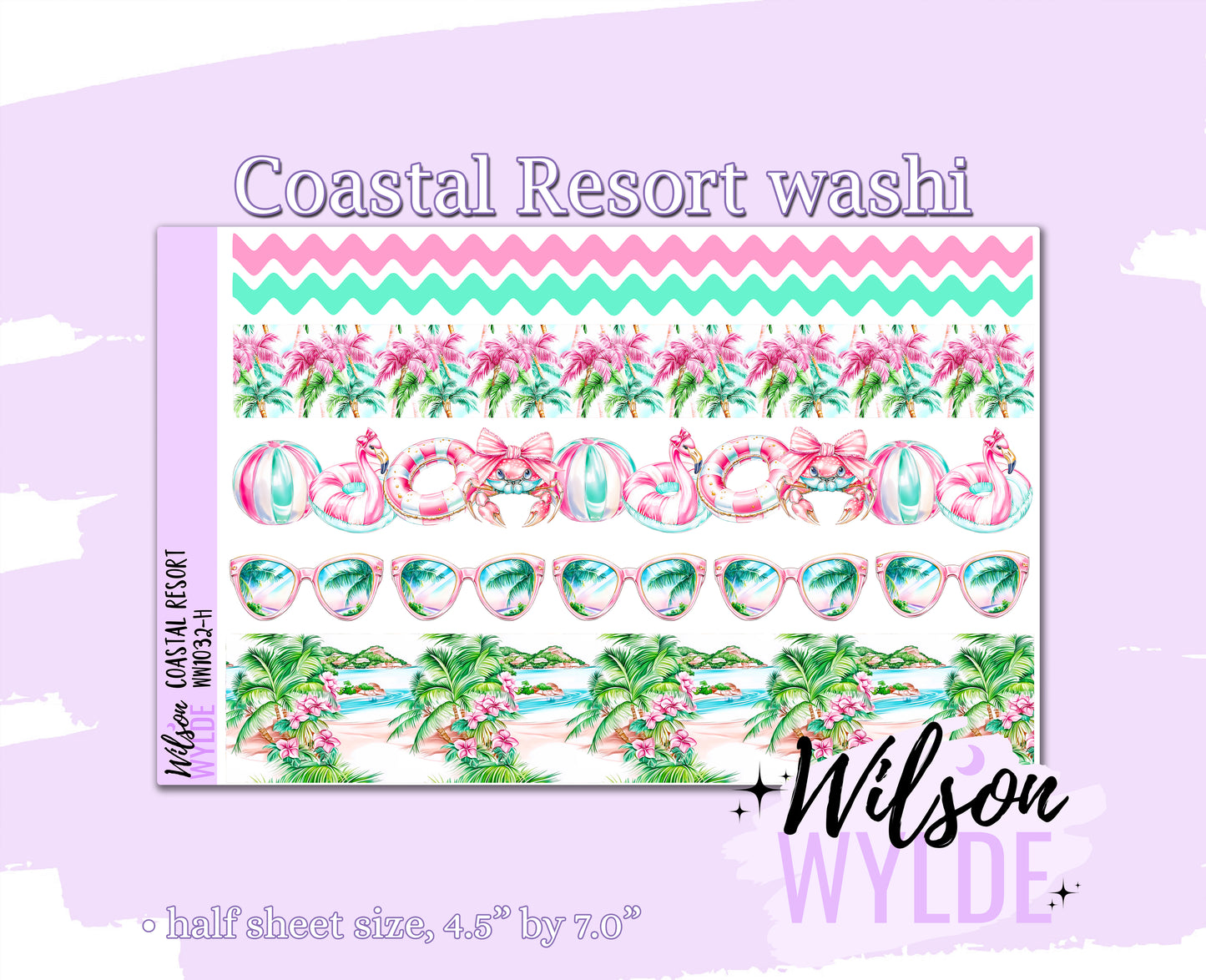 Coastal Resort washi planner deco stickers, WW1032