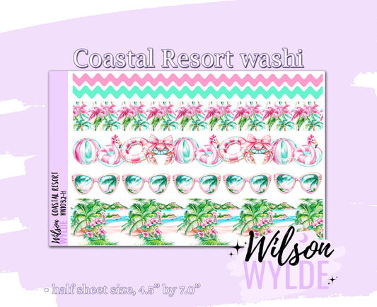 Coastal Resort washi planner deco stickers, WW1032