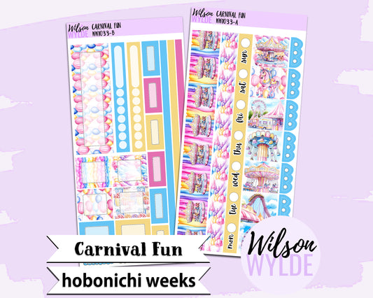 Carnival Fun weekly sticker kit, HOBONICHI WEEKS format, a la carte and bundle options. WW1033