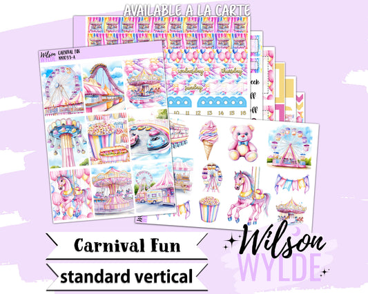 Carnival Fun weekly sticker kit, STANDARD VERTICAL format, a la carte and bundle options. WW1033