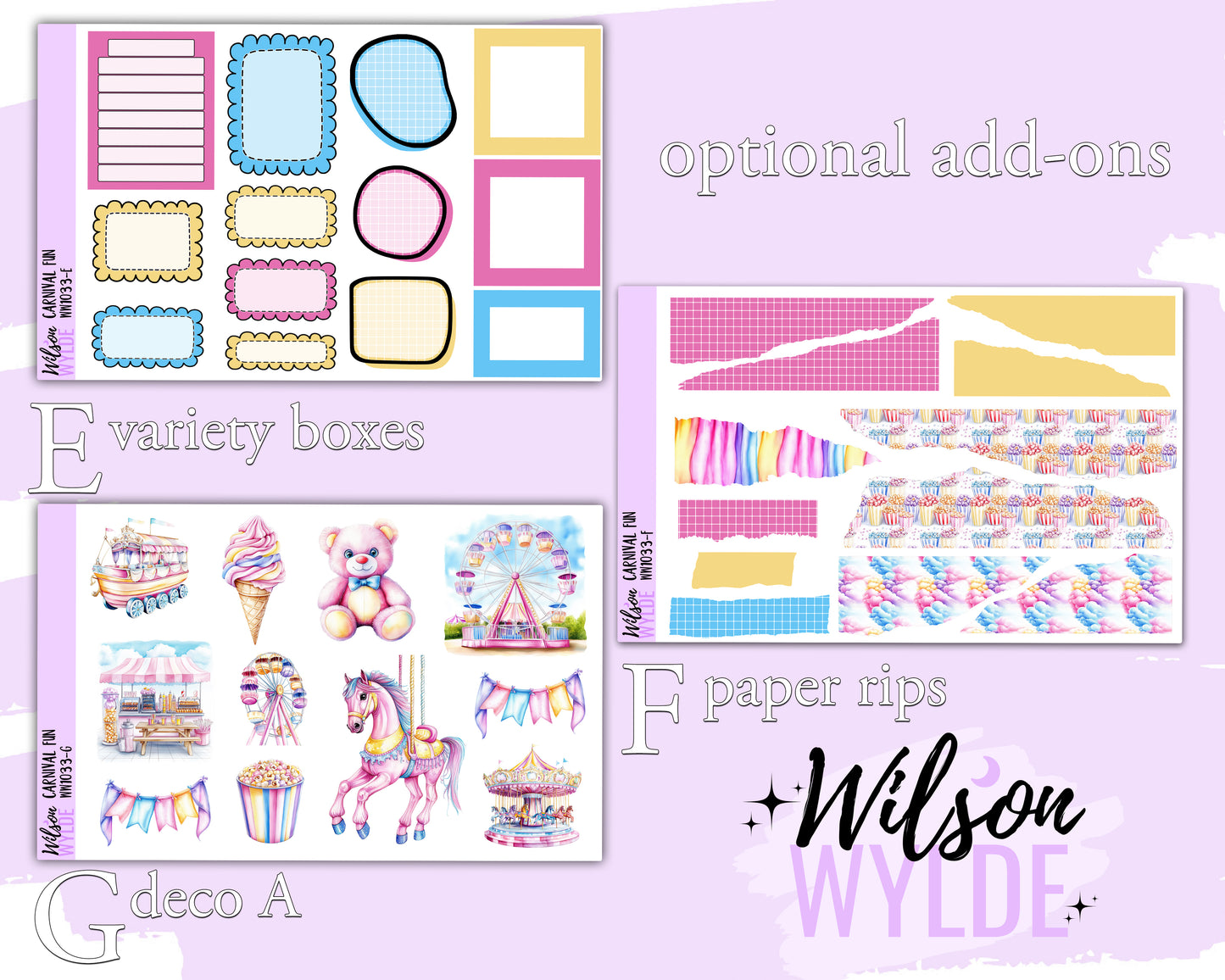 Carnival Fun weekly sticker kit, STANDARD VERTICAL format, a la carte and bundle options. WW1033