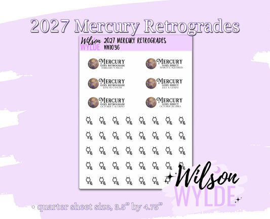 2027 Mercury Retrogrades planner stickers, WW1036