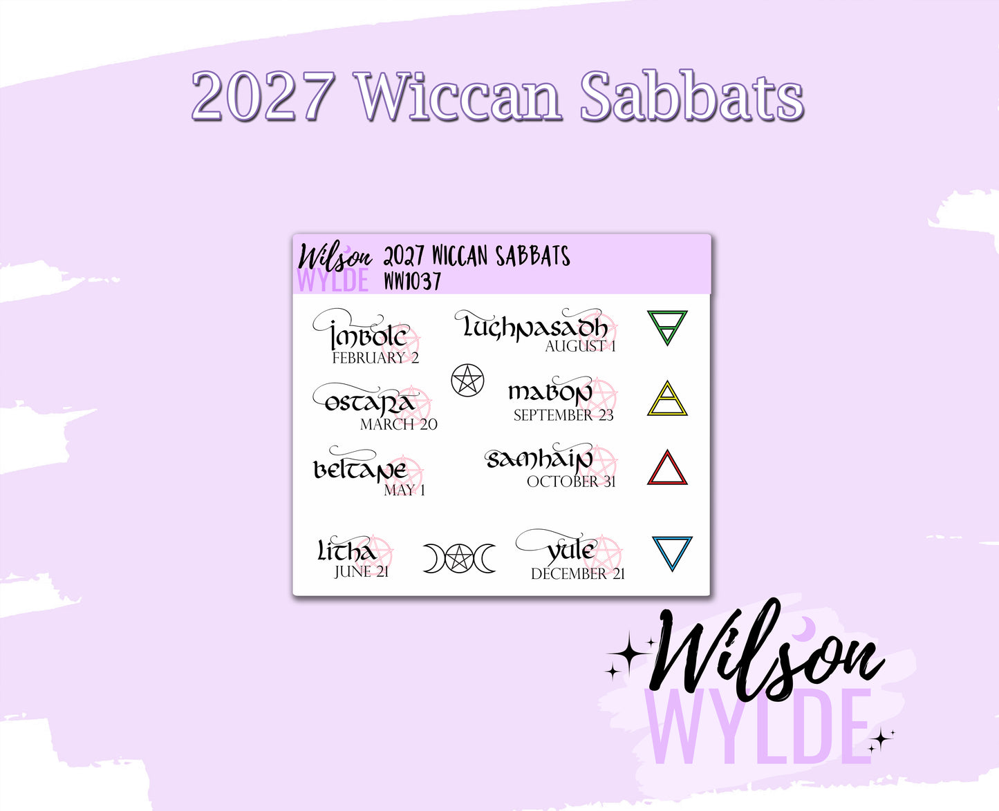 2027 Wiccan Sabbat planner stickers, WW1037