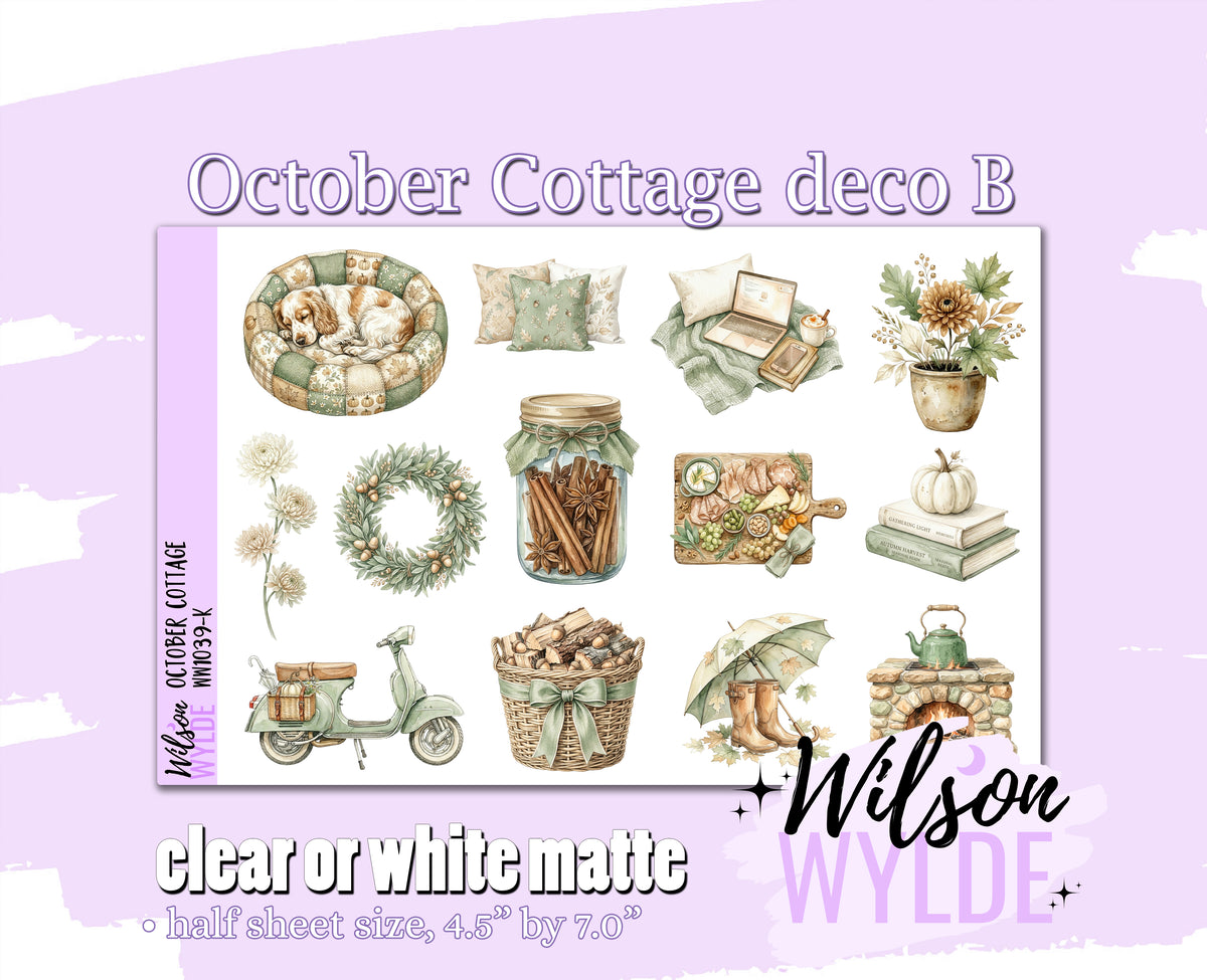 October Cottage weekly sticker kit, STANDARD VERTICAL format, a la carte and bundle options. WW1039