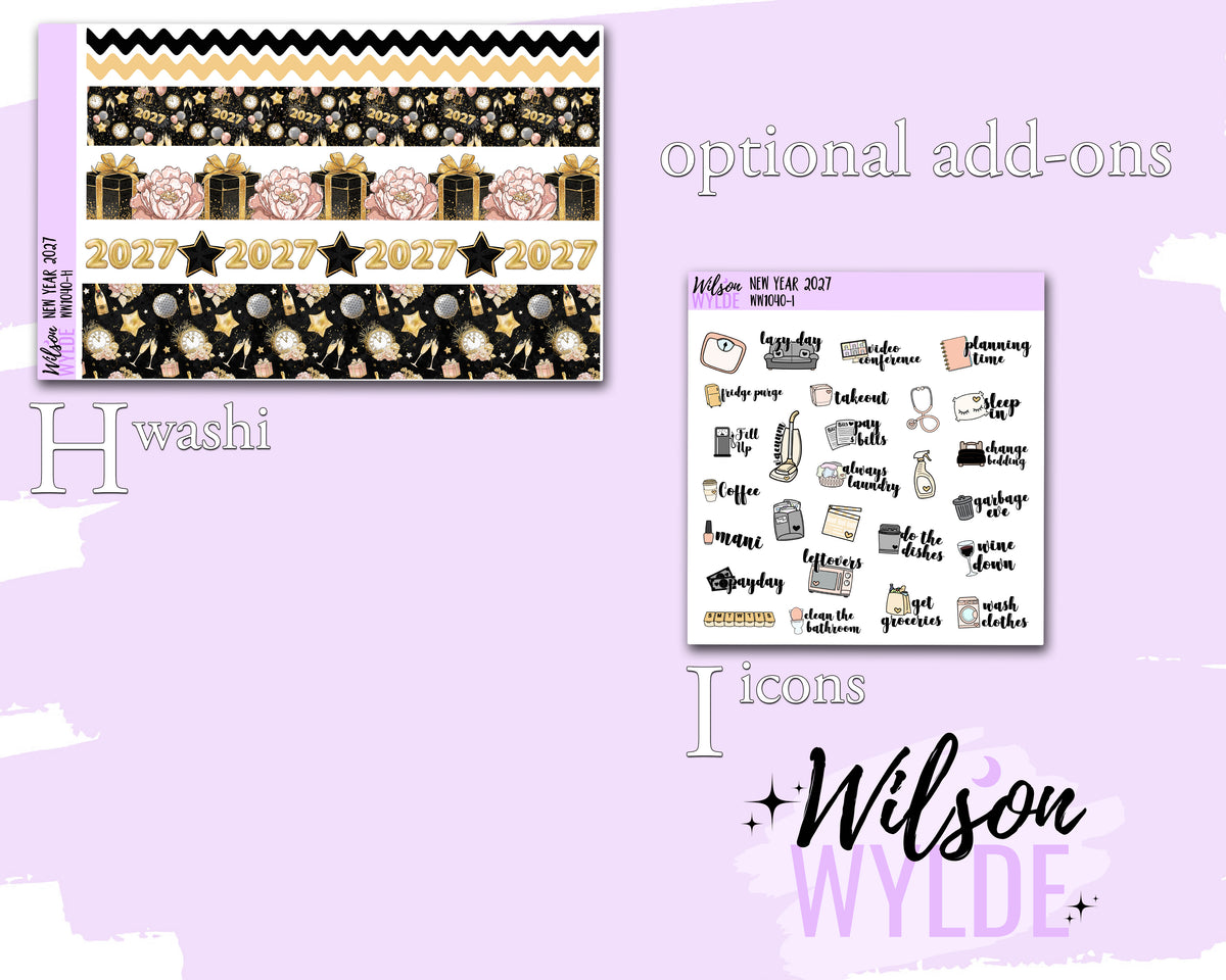 New Year 2027 weekly sticker kit, HOBONICHI COUSIN format, a la carte and bundle options. WW1040