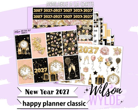 New Year 2027 weekly sticker kit, CLASSIC HAPPY PLANNER format, a la carte and bundle options. WW1040