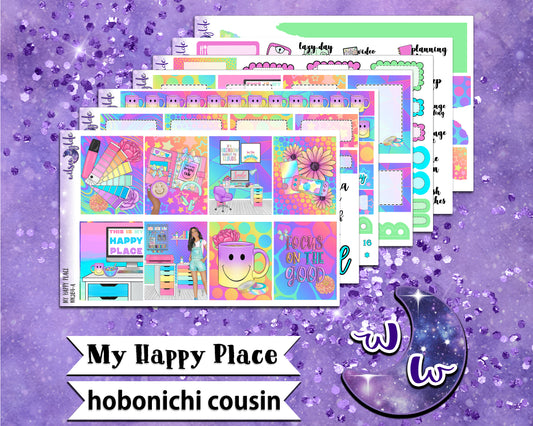 My Happy Place full weekly sticker kit, HOBONICHI COUSIN format, a la carte and bundle options. WW284