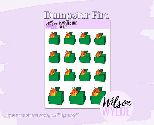 Dumpster Fire planner stickers, WW427