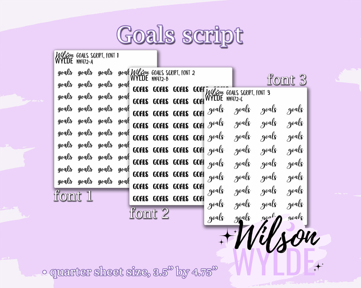 Goals script planner stickers, Foiling available WW472