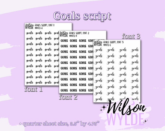 Goals script planner stickers, Foiling available WW472