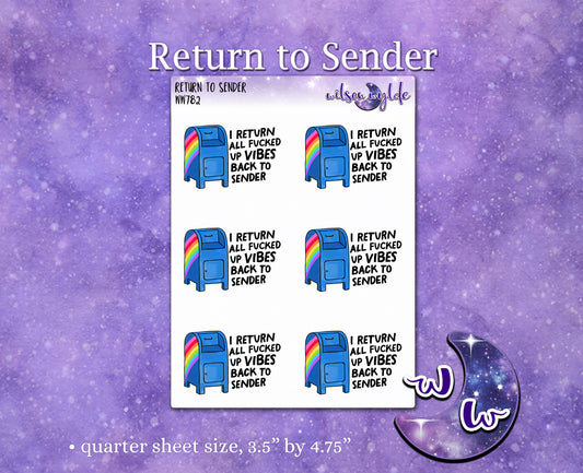 I Return All Fucked Up Vibes Back to Sender, deco planner stickers, WW982