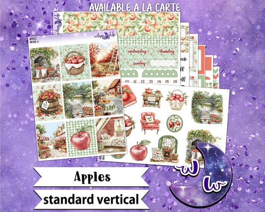 Apples weekly sticker kit, STANDARD VERTICAL format, a la carte and bundle options. WW940