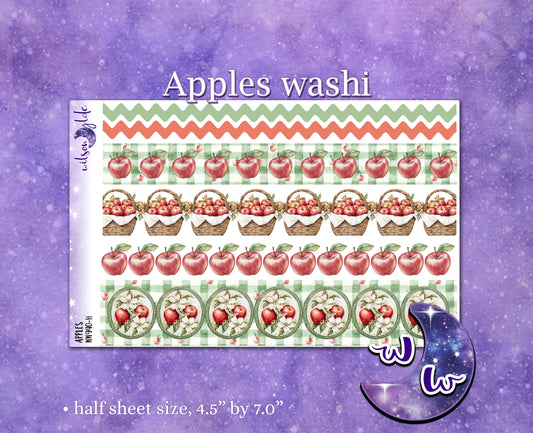 Apples washi planner deco stickers, WW940