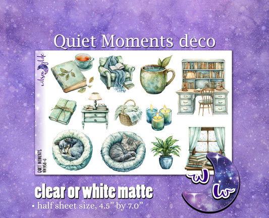 Quiet Moments deco planner stickers, Matte or frosted clear. WW958