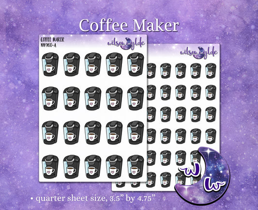 Coffee Maker deco planner stickers, WW960