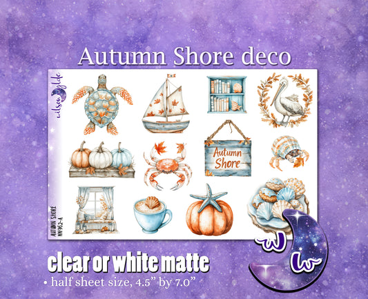 Autumn Shore deco planner stickers, Matte or frosted clear. WW962