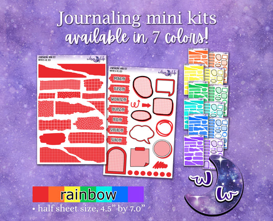 Journaling mini kits planner stickers, 7 colors Rainbow palette WW963