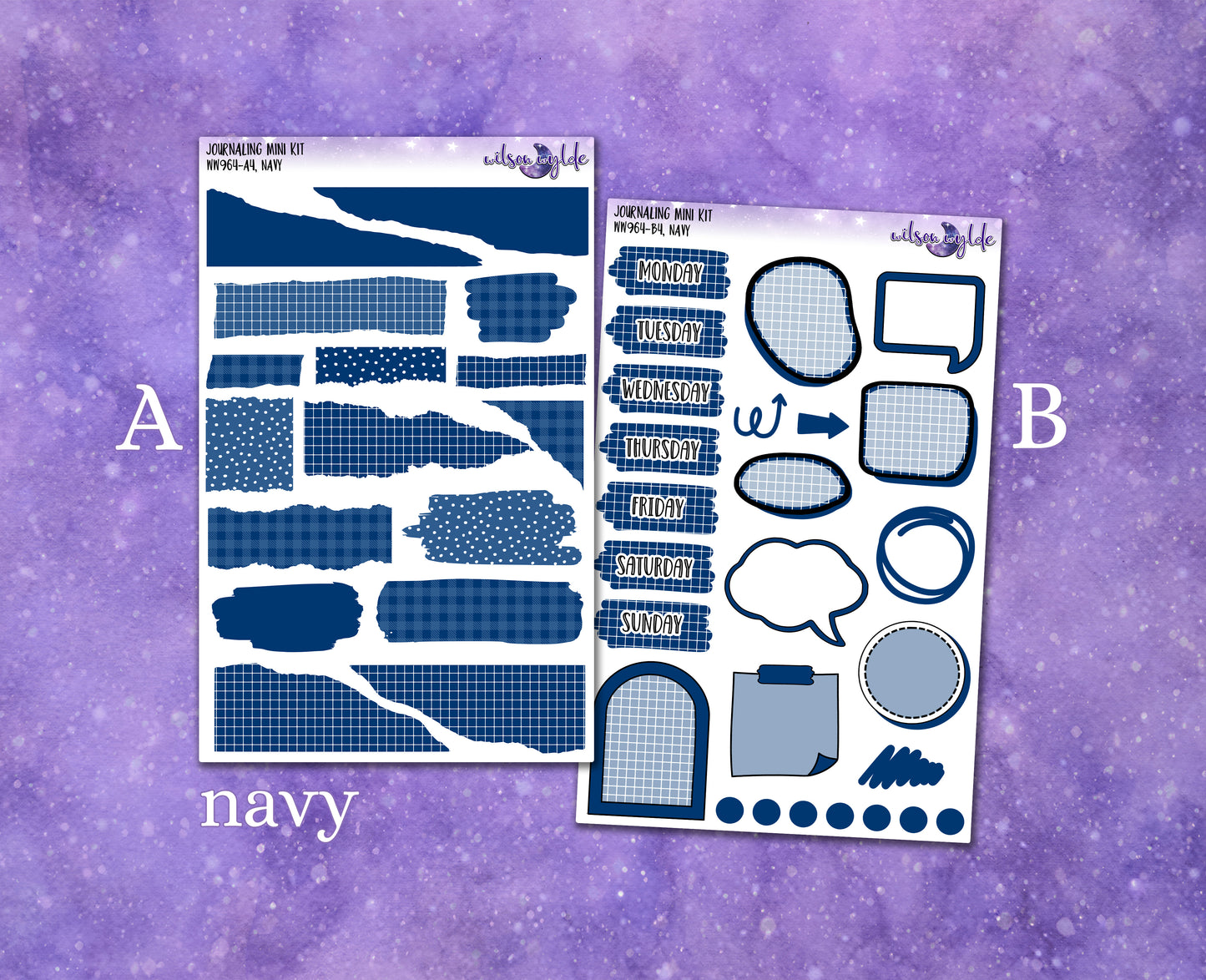 Journaling mini kits planner stickers, 5 colors Dusk palette WW964