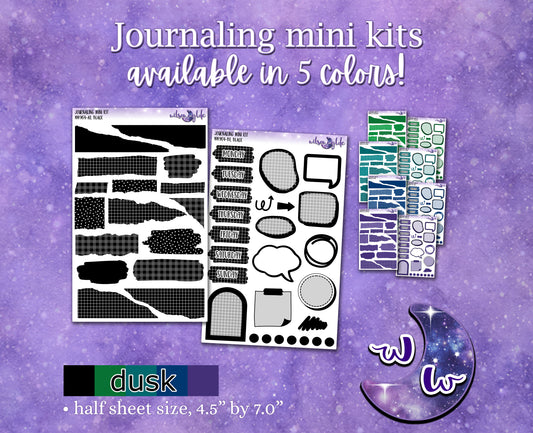 Journaling mini kits planner stickers, 5 colors Dusk palette WW964