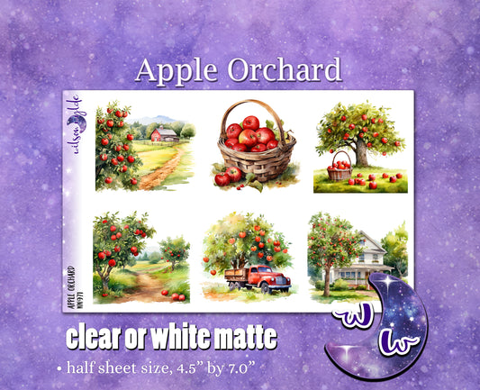 Apple Orchard deco planner stickers, Matte or frosted clear. WW971