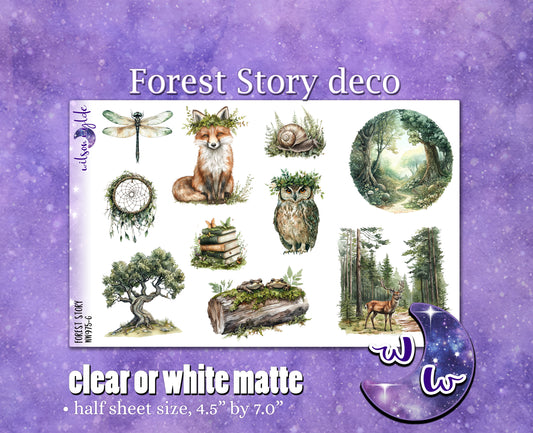 Forest Story deco planner stickers, Matte or frosted clear. WW975