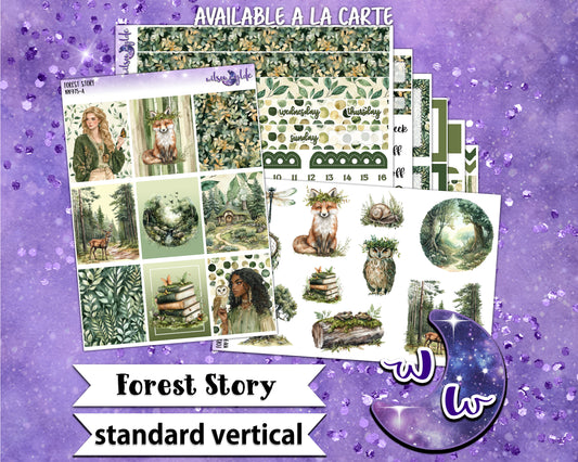 Forest Story weekly sticker kit, STANDARD VERTICAL format, a la carte and bundle options. WW975