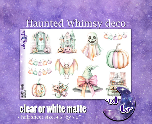 Haunted Whimsy deco planner stickers, Matte or frosted clear. WW980