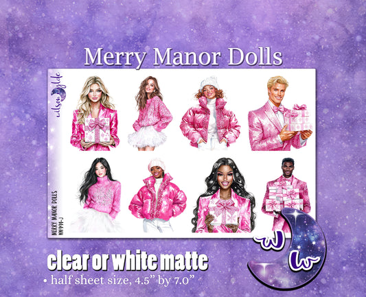 Merry Manor dolls deco planner stickers, Matte or frosted clear. WW991