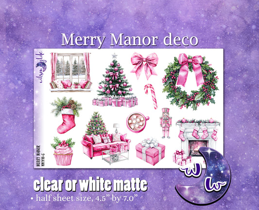 Merry Manor deco planner stickers, Matte or frosted clear. WW991