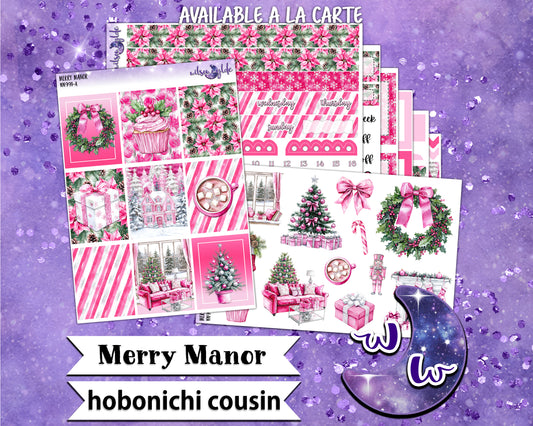 Merry Manor weekly sticker kit, HOBONICHI COUSIN format, a la carte and bundle options. WW991