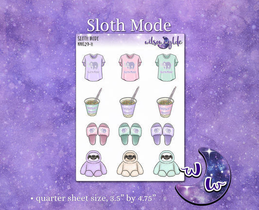 Sloth Mode deco planner stickers, WW629