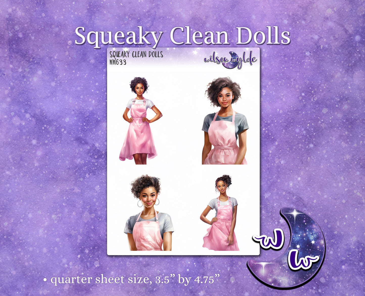 Squeaky Clean Dolls deco planner stickers, WW633